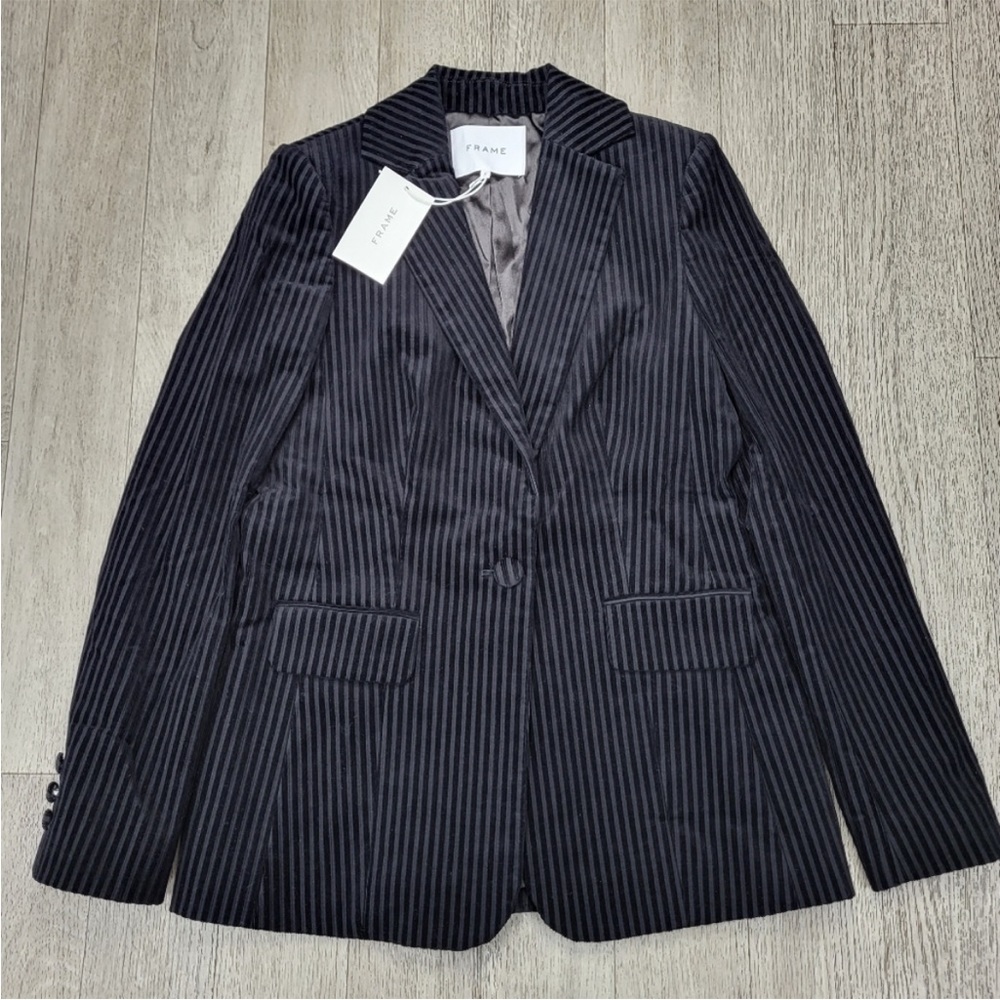 NWT Frame Denim Fine Cord Blazer in Noir/Black $550 Retail Price Size 2